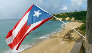 Puerto Rican flag at the beach
