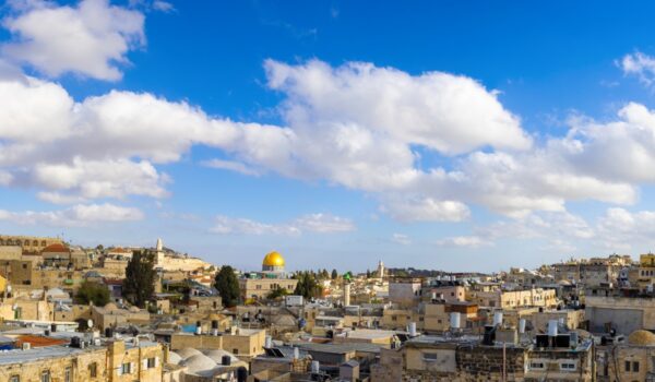 Panoramic skyline of Jerusalem Old City Arab quarter