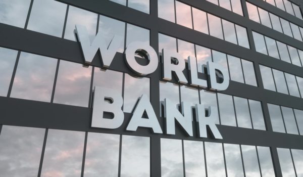 World Bank sign on a modern glass skyscraper