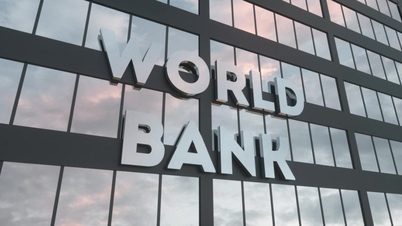 World Bank sign on a modern glass skyscraper