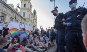 LGBT supporters protest in Warsaw