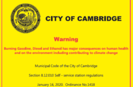 Cambridge gas warning label
