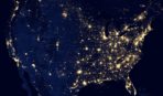 Satellite image of US at night