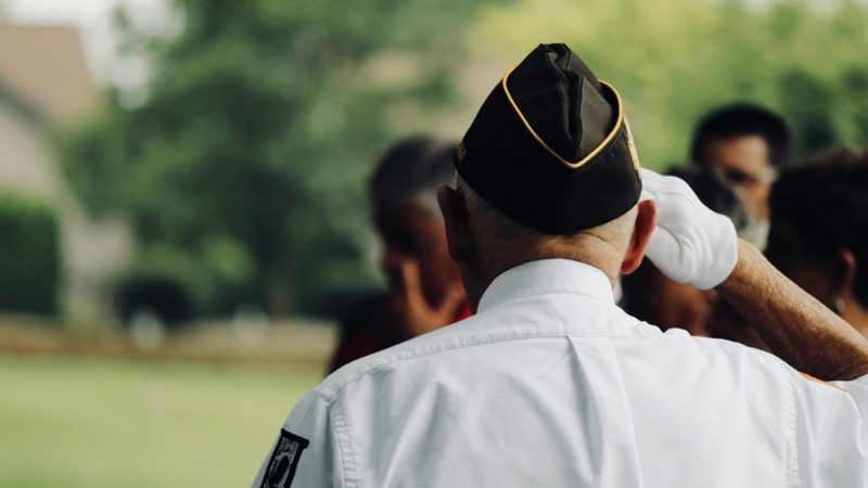 U.S. veteran saluting