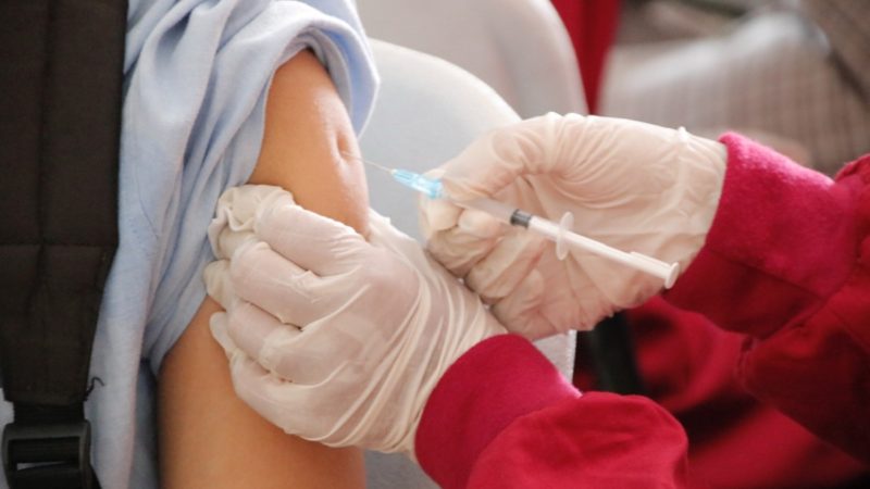 Person receiving vaccine