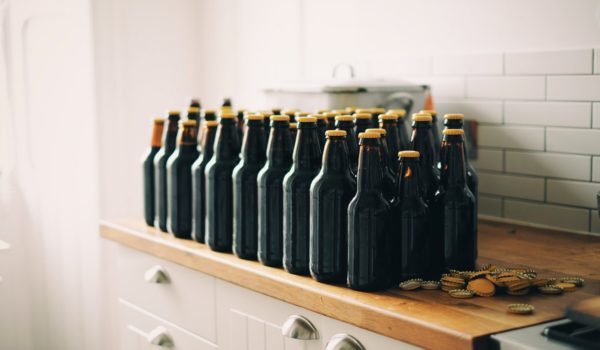 Beer bottles on the cabinet