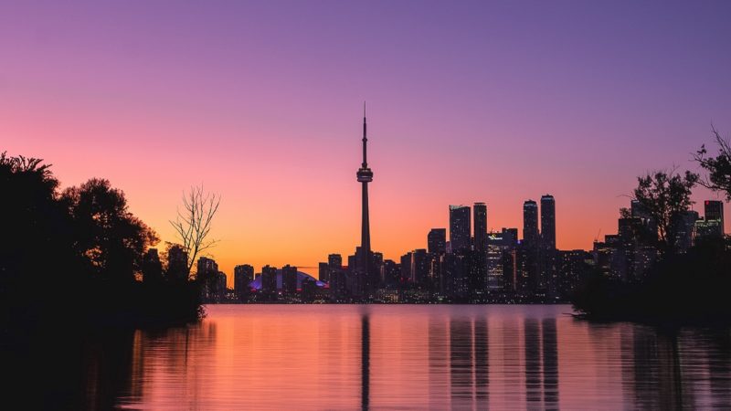 Toronto skyline at dusk or dawn