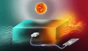 Depiction of microchip storing solar energy in liquid