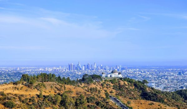 Griffith Observatory with the Downtown Los Angeles Skyline in the background.