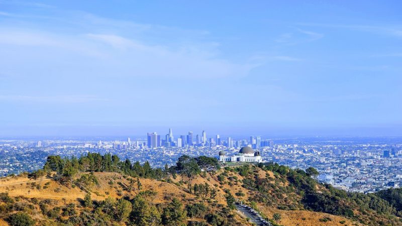 Griffith Observatory with the Downtown Los Angeles Skyline in the background.