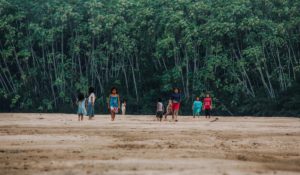 Indigenous children walking