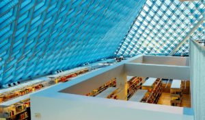 The interior photo of Seattle public library