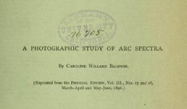 Caroline Willard Baldwin's "A Photographic Study of Arc Spectra"