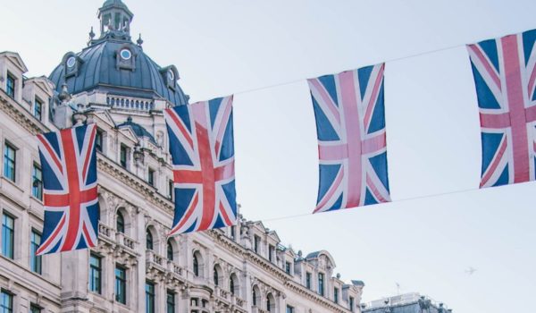 British flags strung together