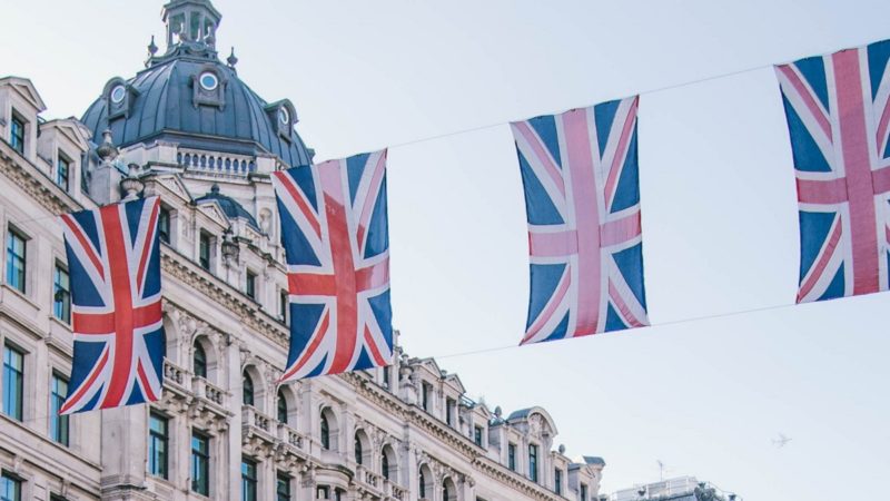 British flags strung together