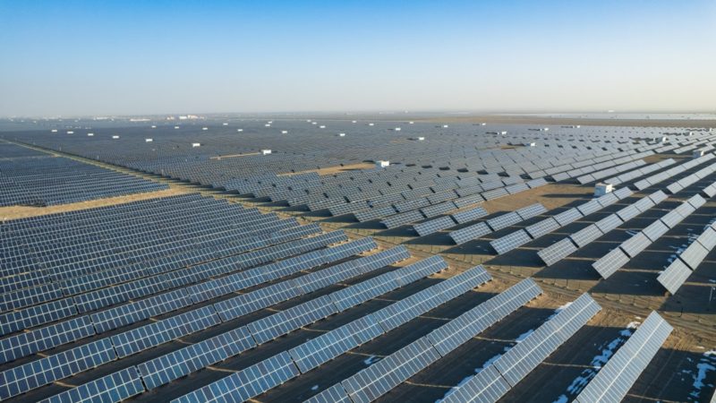 Large solar farm in the desert