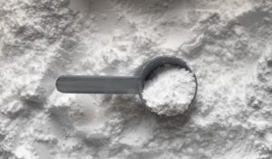 White creatine monohydrate powder
