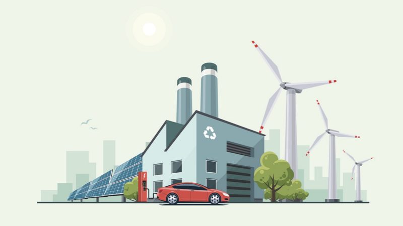 Green Eco Recycling Factory stock illustration
