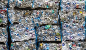 Wall of plastic waste