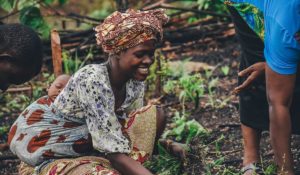 Sierra Leonean woman working in garden
