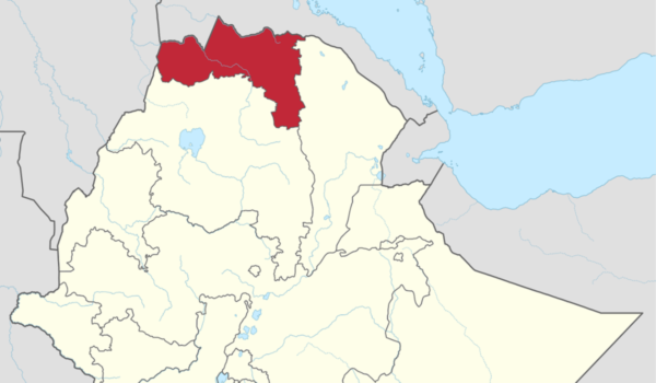 Map of Ethiopia showing Tigray Region