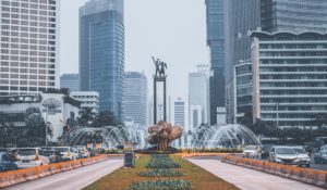 Jakarta square with statues