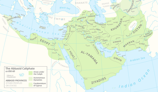 Map of the Abbasid Caliphate in c. 850