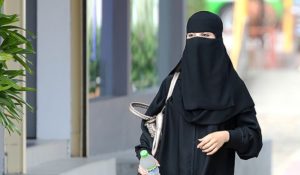 Saudi woman in niqab