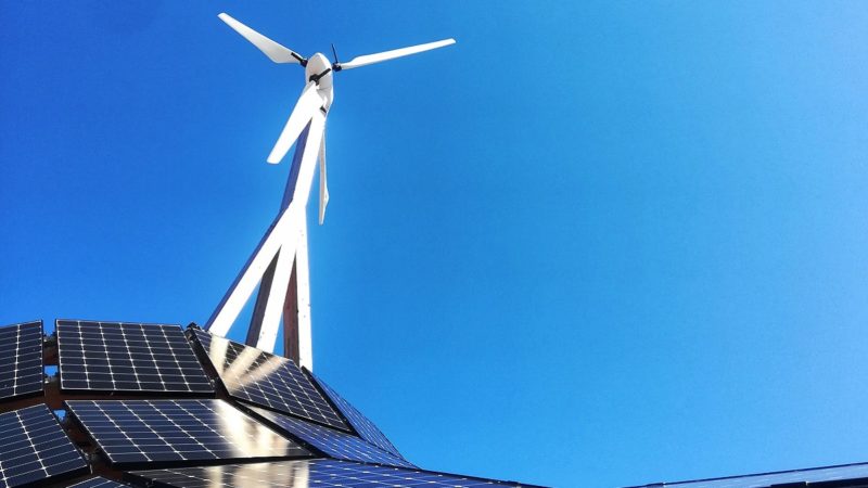 Wind turbine and solar panels