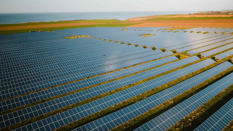 Solar farm on the coast