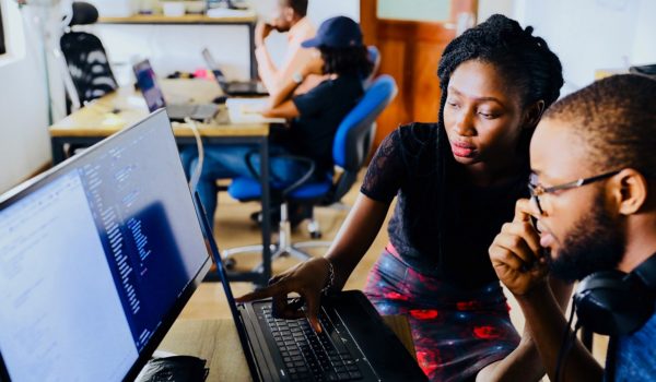 Black students at computer