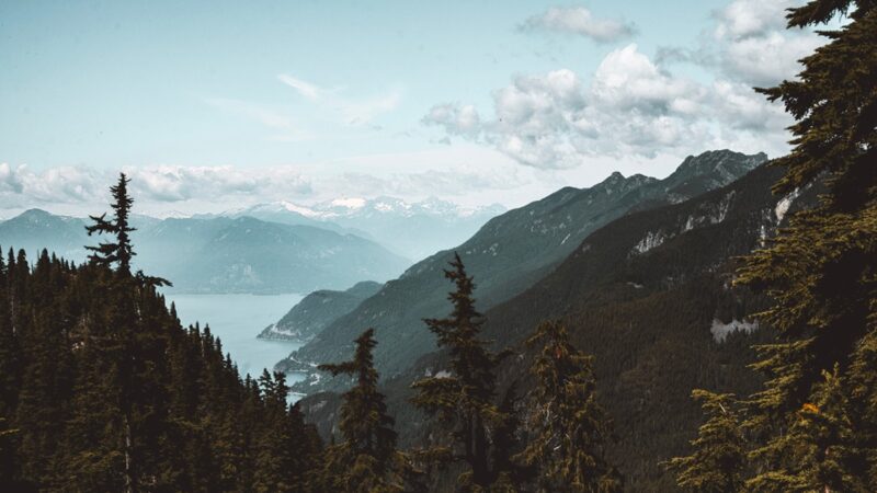 View of mountains and water in British Columbia