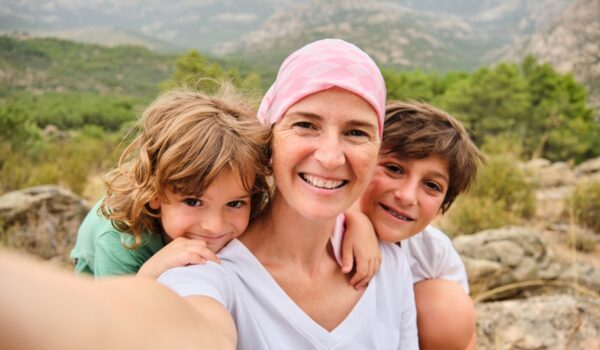 Self-portrait of a woman with cancer and her children